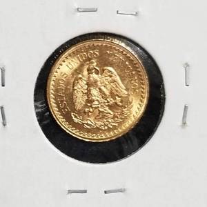 1945 MEXICO 2 12 PESO GOLD PIECE UNC.