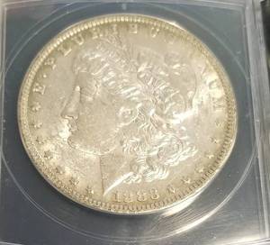 1883-O MORGAN SILVER DOLLAR AU58 ANACS