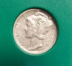 1942-S MERCURY DIME AU