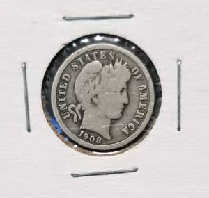 1908 BARBER DIME