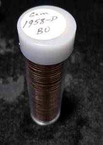 BU ROLL OF 1958-D US WHEAT CENTS (50 COINS)