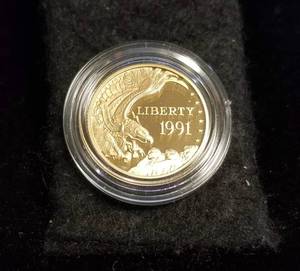 1991 US MINT MOUNT RUSHMORE .24 oz GOLD  SILVER 3 COIN COMMEMORATIVE SET