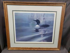 lot 17 image: C Mitchell Print of a Loon #273500