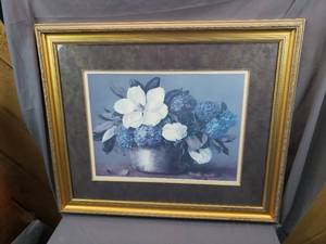 lot 26 image: Print of Flowers in a Pot, Ornate Frame