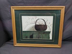 lot 31 image: Print of a Basket and Branches on a Wood Counter