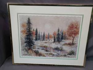 lot 37 image: K. English-Pitts Winter Landscape Scene