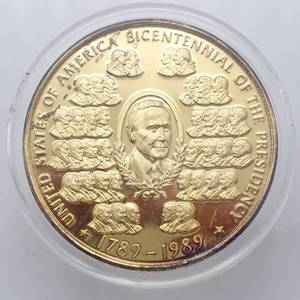 1 Troy Oz Silver Bicentenial Round with 24K Gold Plate