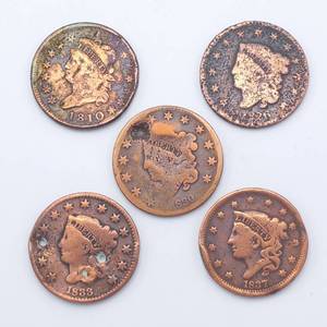 US Large Cents--1810, 1826, 1830, 1833 & 1837