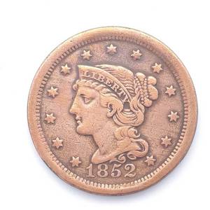 US Large Cent--1852, Full Liberty & Beads