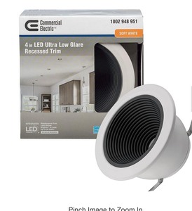 Ultra Low Glare 4 in. 3000K Soft White Integrated LED Recessed Trim Downlight Deep Black Baffle Insert 625 Lumens by Commercial Electric