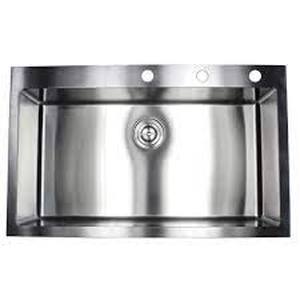 lot 107 image: Drop-in Top Mount 16-Gauge Stainless Steel 36 in. x 22 in. x 10 in. Single Bowl Kitchen Sink- open box not used