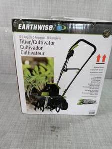 lot 54 image: 16 in. 12.5 Amp Corded Electric TillerCultivator by Earthwise- open box not used