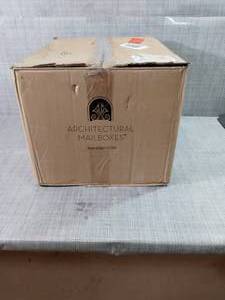 lot 59 image: Centennial Rubbed Bronze with Silver Flag Extra Large Capacity Post Mount Mailbox by Architectural Mailboxes- open box not used