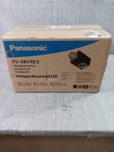 lot 69 image: Whisper Recessed Architectural Grade 80CFM Ceiling Flush Mount Dimmable Ventilation Exhaust Fan with LED Light by Panasonic- open box not used