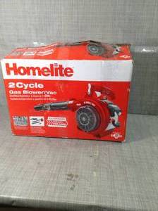 lot 1 image: 150 MPH 400 CFM 26cc Gas Handheld Blower Vacuum by Homelite- open box not used