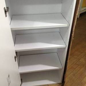 lot 6 image: Designer Series Melvern Assembled 21x42x12 in. Wall Kitchen Cabinet in White by Hampton Bay- open box not used