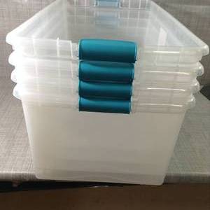 lot 10 image: Storage Box by Sterilite- set of 4- lid not included