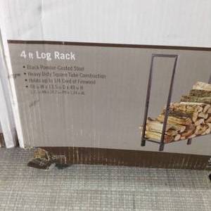 lot 24 image: 4 ft. Black Steel Outdoor Firewood Storage Log Rack by Sunnydaze Dcor- set of 3
