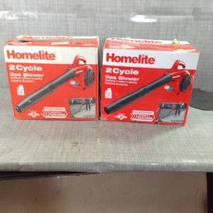 lot 43 image: 150 MPH 400 CFM 2-Cycle Handheld Gas Leaf Blower by Homelite- set of 2 - not tested
