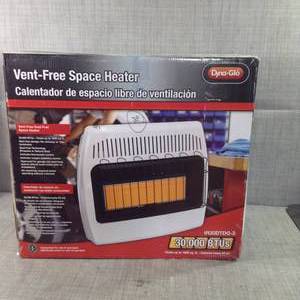 lot 50 image: Thermostatic 30,000 BTU Infrared Vent Free Dual Fuel Wall Heater by Dyna-Glo- open box not used