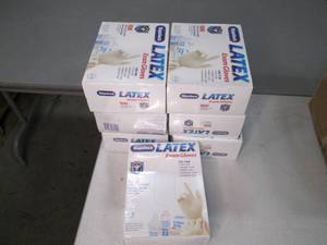 Lot of 7 boxes Latex Exam Gloves. O...