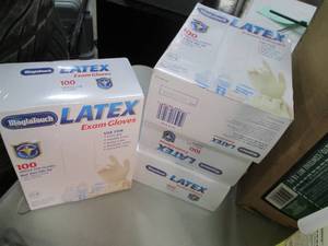 Lot of 4 boxes Latex Exam Gloves. O...