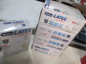 Lot of 5 boxes Latex Exam Gloves. O...