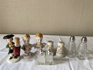 lot 16 image: Vintage Salt and Pepper Shakers & Cute Toothpick Holder