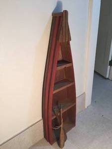 lot 151 image: Decorative 4 Shelf Boat Shelf With Two Paddles