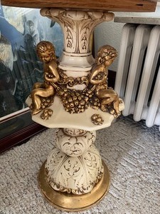 lot 44 image: Elegant Vintage Pedestal Table w Marble Top