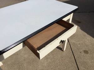 lot 355 image: Vintage Wooden Table With Metal Top