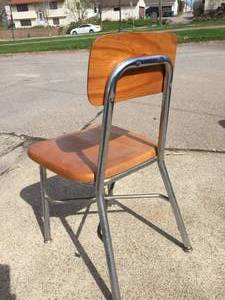 lot 358 image: Vintage Haywood Wakefield Metal Chair With Woden Seat & Back