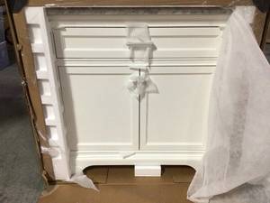 Home Decorators Windlowe 37 in. W x 22 in. D x 35 in. H Bath Vanity in White with Carrera Marble Vanity Top in White with White Sink not used