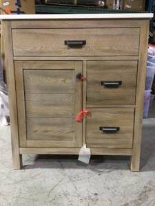Home Decorators Stanhope 31 in. W x 22 in. D Vanity in Reclaimed Oak with Engineered Stone Vanity Top in Crystal White with White Sink not used