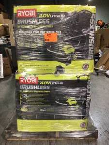 Pallet with 4 - Ryobi 21 Cordless Snow Blower open boxes customer returns see pictures