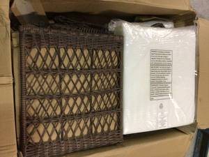 Cambridge Brown Wicker Outdoor Patio Swivel Rocking Chair with BARE Cushions by Hampton Bay Customer Returns See Pictures