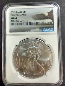 lot 50 image: 2015 American Silver Eagle - MS69