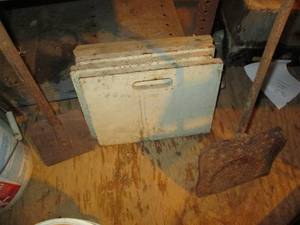 lot 245 image: (2) Antique Shovels & Tractor Weights