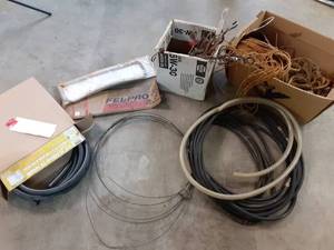 lot 48 image: Tubing, Hoses, & Twine, Rope, Air Hose, Dipsticks, Gaskets & Other Misc.