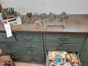 lot 52 image: Large Lot of Shelving Hardware, Nylon Cord, Brackets, & More