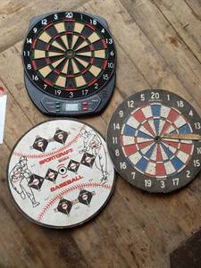 lot 79 image: (2) Dartboards & Vintage Sportcraft Baseball Style Dartboard
