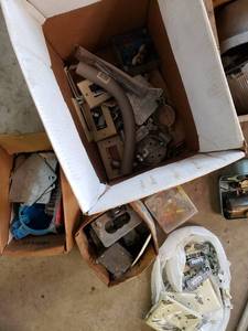 lot 75 image: Eatmor Cranberries Vintage Wood Crate With Outdoor Light Fixtures, Electrical Components, Drill Bit Size Charts, & More See Photos