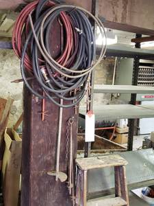 lot 72 image: Air Hoses, Ladder, Stakes, Mixing Tools See Photos