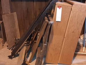 lot 99 image: (2) Bookcase Style Headboards (42 X 10 X 44.5EA.), Footboards, and Metal Frames