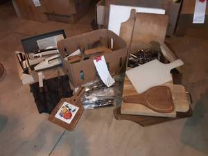 lot 111 image: Cutting Boards, Knives, Silverware