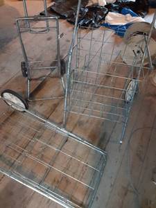 lot 130 image: (3) Rolling Metal Carts, Two have Baskets See Photos