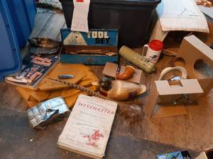lot 204 image: Winchester Book & Travel Mug, Vintage Metal Tool Chest See Photos