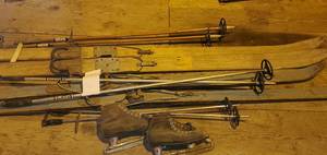 lot 170 image: Vintage Skis, Poles, & Ice Skates See Photos