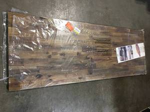 Acacia 6 ft. L x 25 in. D x 1 in. T Butcher Block Countertop in Brown Oil Stain by Interbuild not used Customer Returns See Pictures