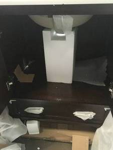 30 Bathroom Vanity - hair line crack on sink and  minor scratches present  Customer Returns See pictures